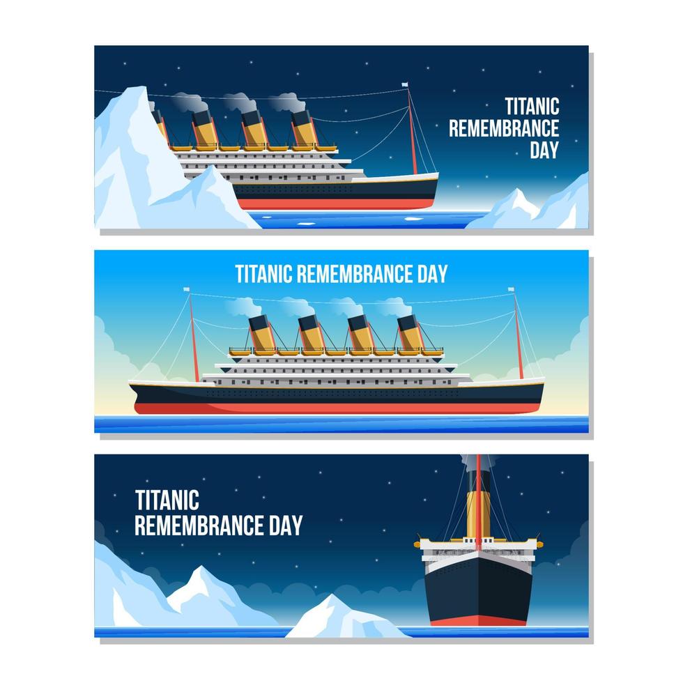 Titanic Remembrance Day Banners Set vector