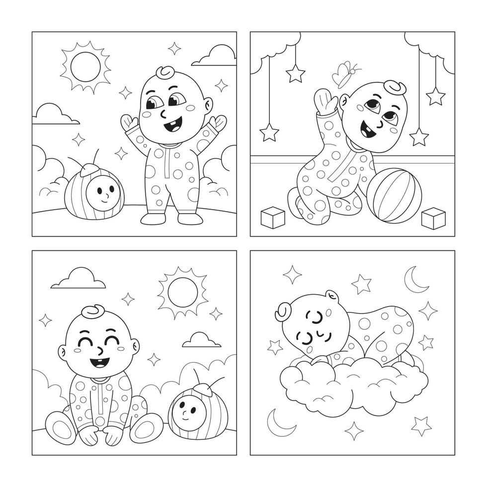 Cute Baby Coloring Book vector