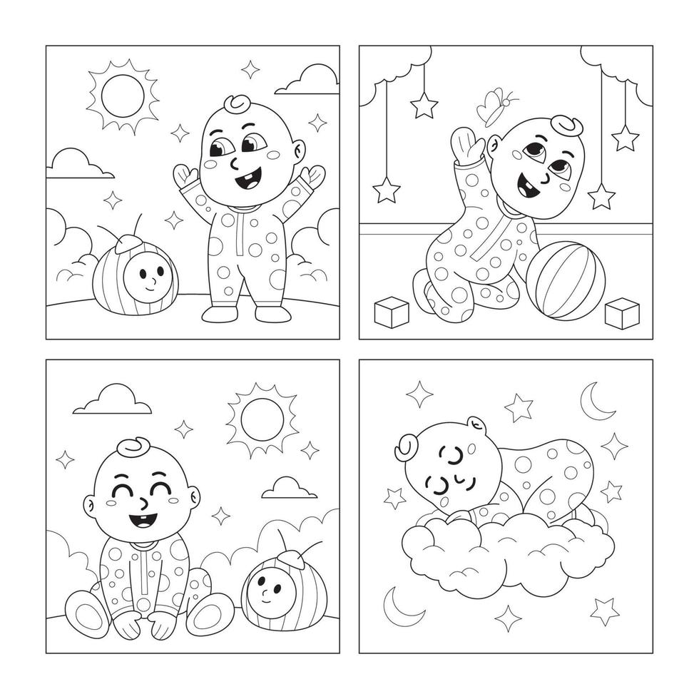 Cute Baby Coloring Book vector