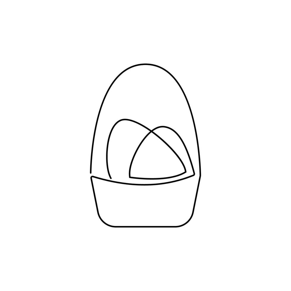 Single line, one line, vector - basket of Easter eggs.
