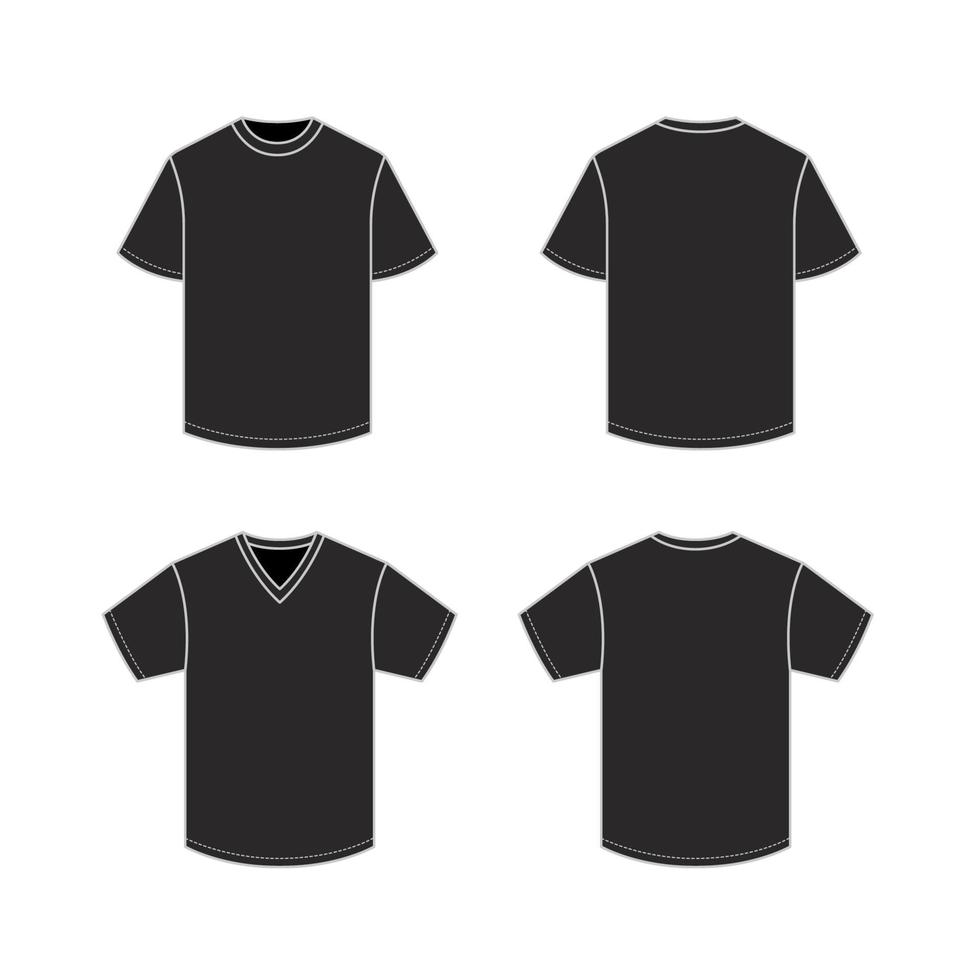 Set of Outlined BlackT-Shirt Template vector