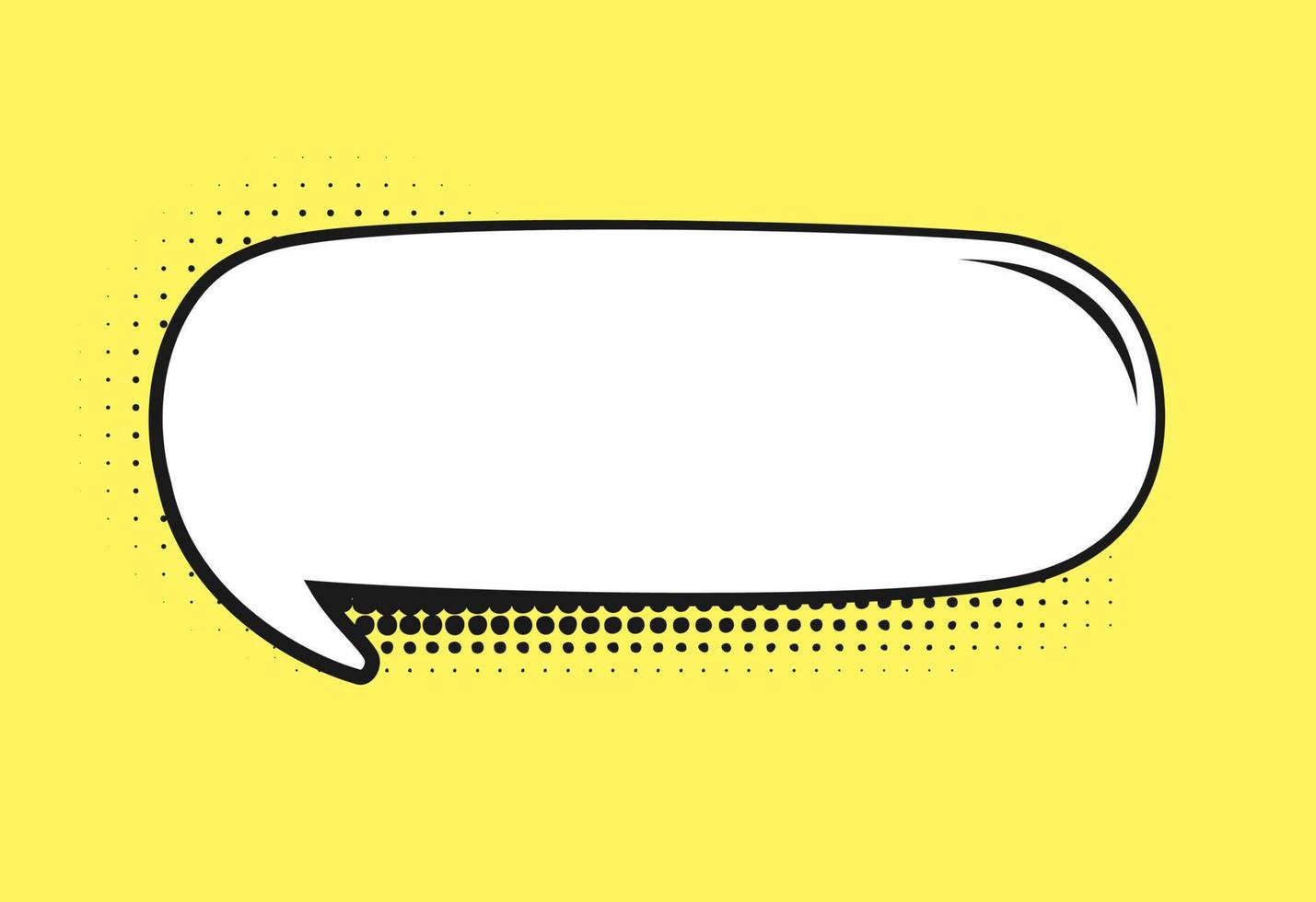 Retro empty comic speech bubble with black halftone shadows. Vector illustration text frame border, vintage design, pop art style