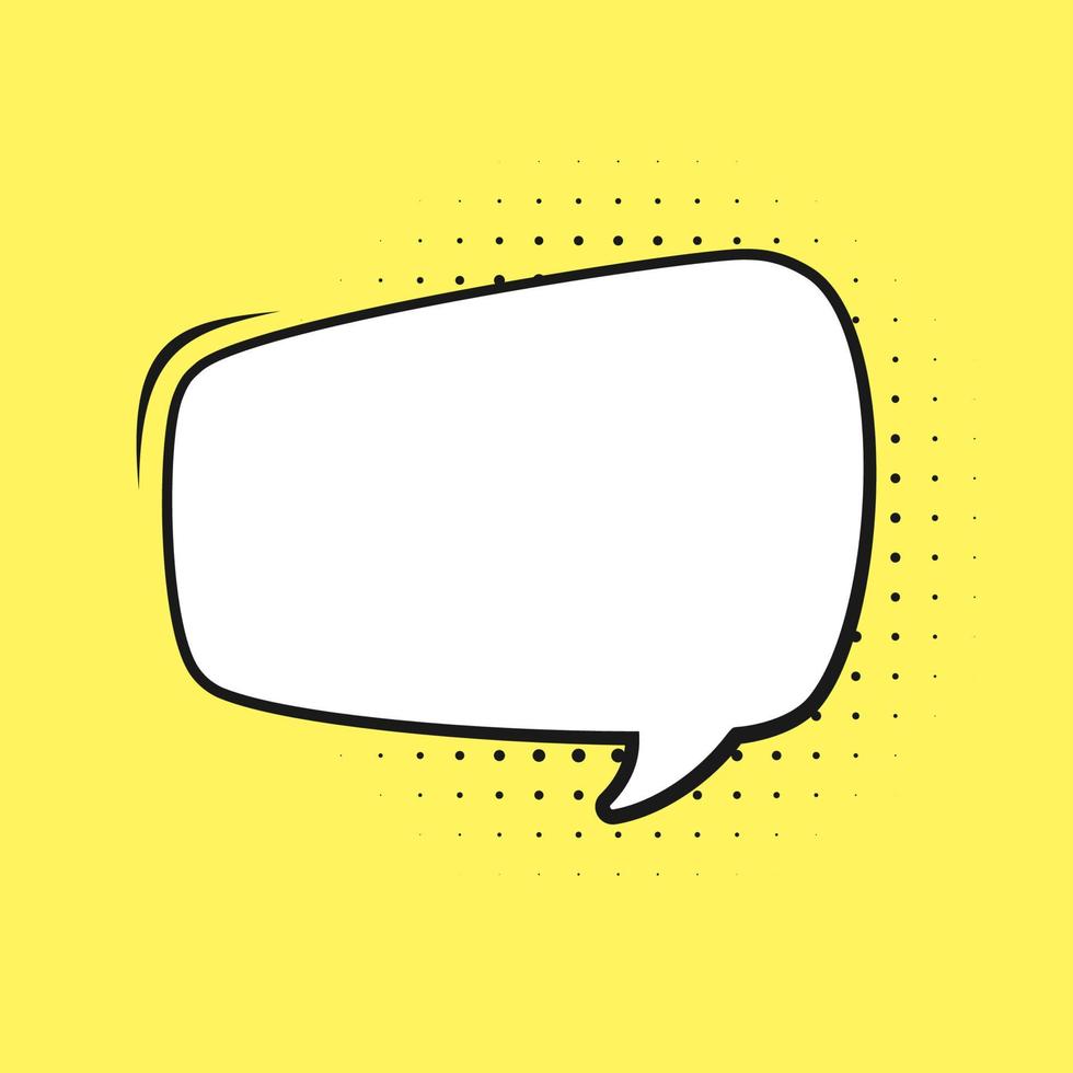 Retro blank comic speech bubble with black halftone shadows. Vector illustration text frame border, vintage design, pop art style
