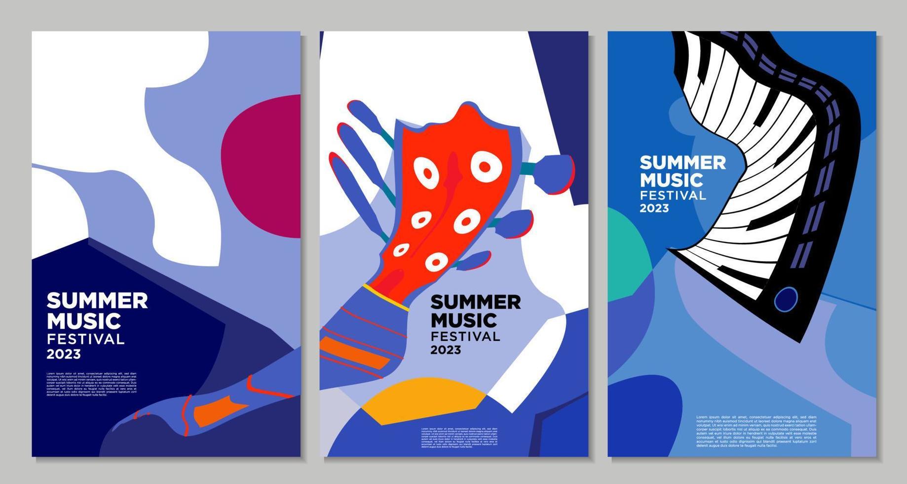 ilustración vectorial banner colorido festival de música de verano vector