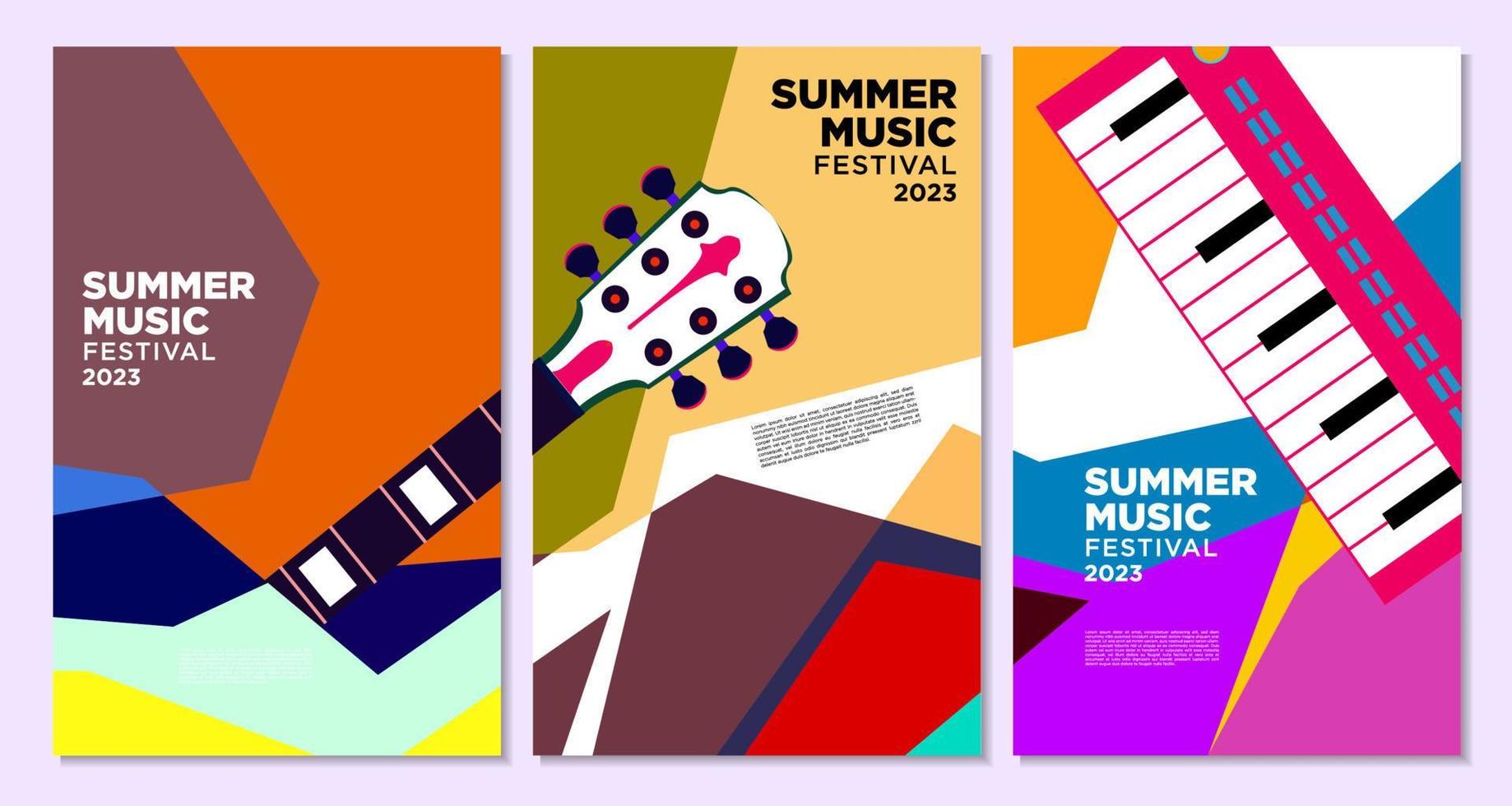 ilustración vectorial banner colorido festival de música de verano vector
