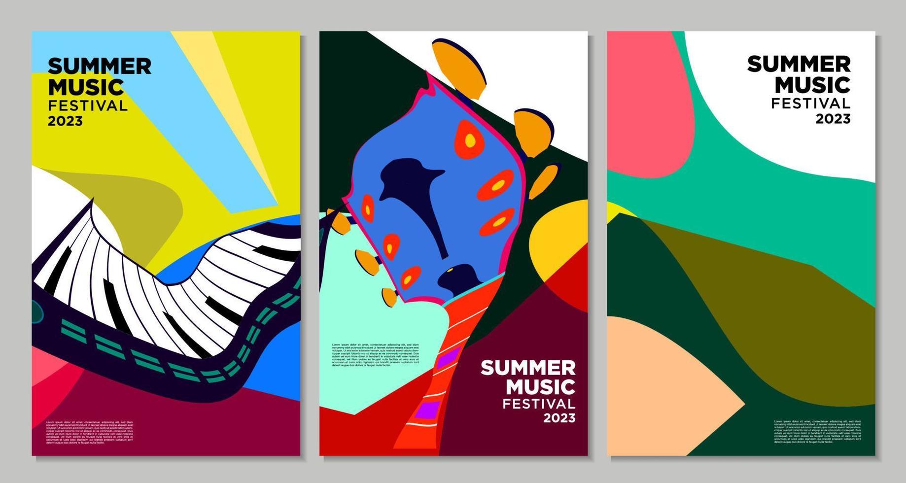 vector ilustración vistoso verano música festival bandera diseño