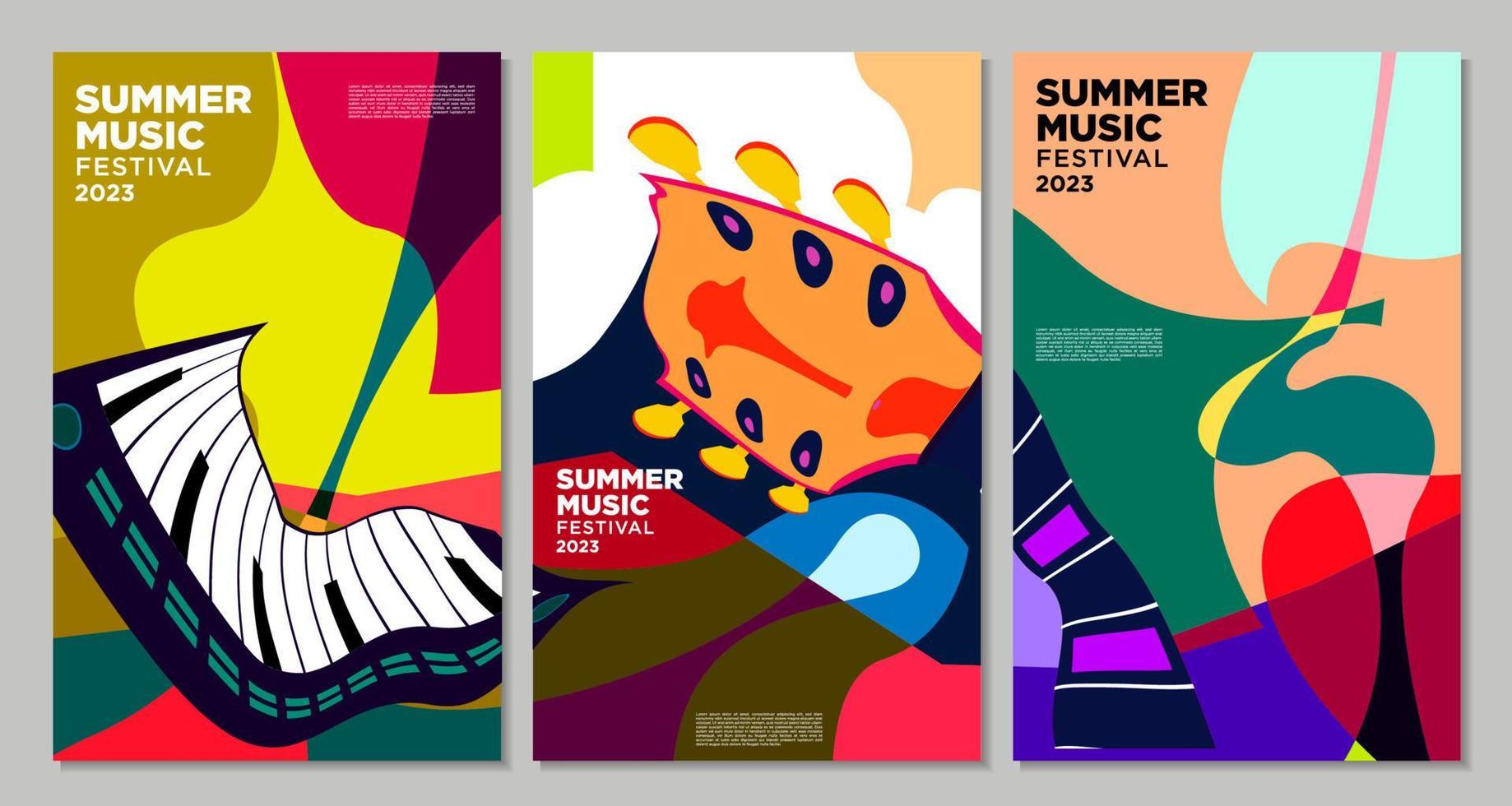 vector ilustración vistoso verano música festival bandera diseño