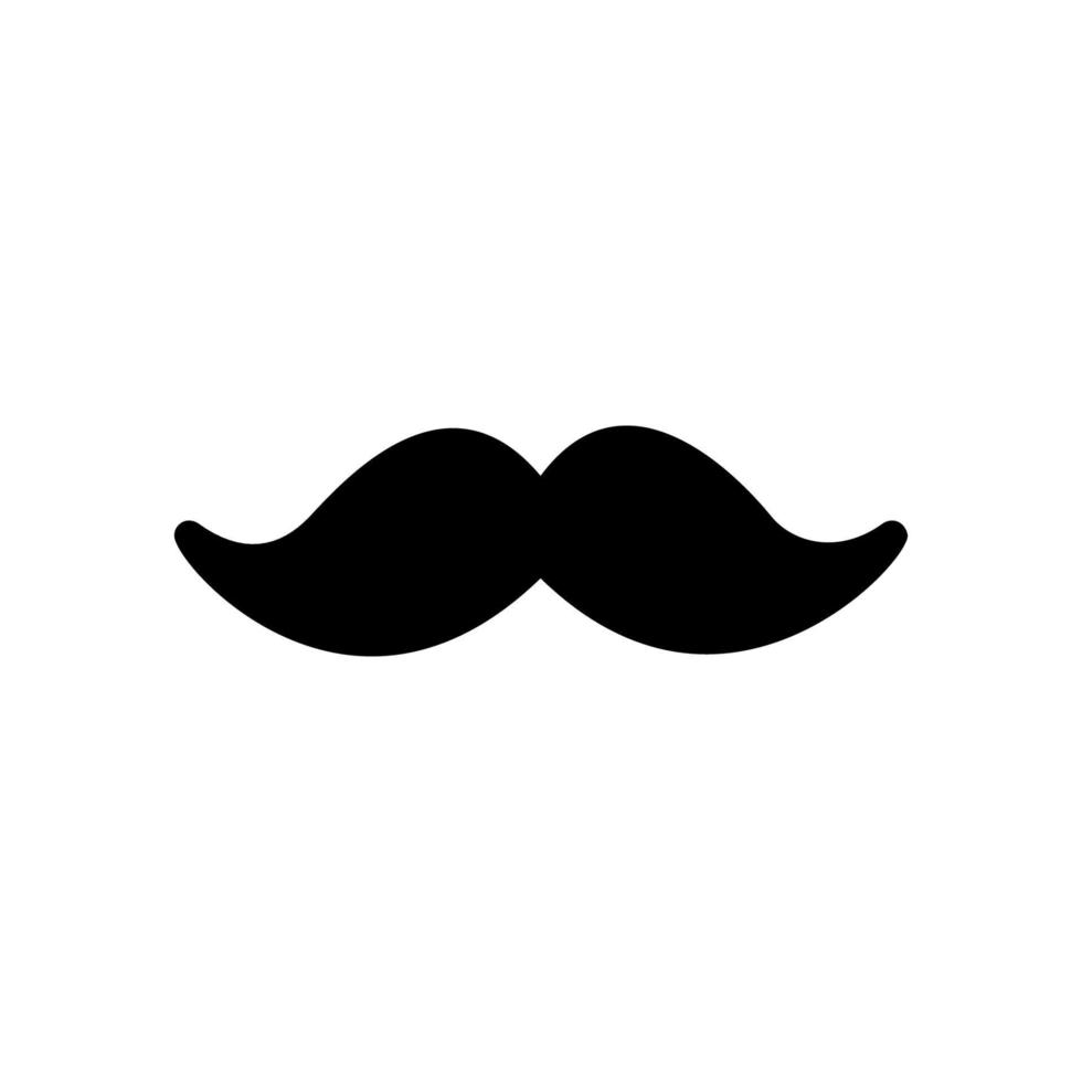 Vector illustration of black mustache icon isolated on white background.