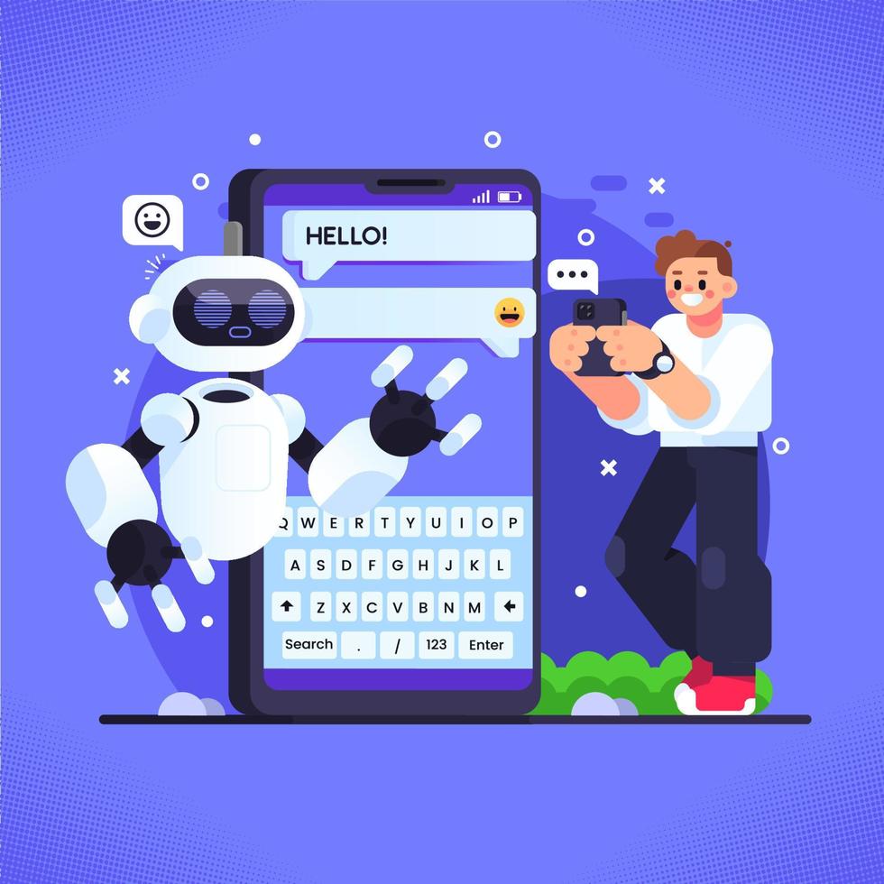 Artificial Intelligent Computerize Chat Robot vector