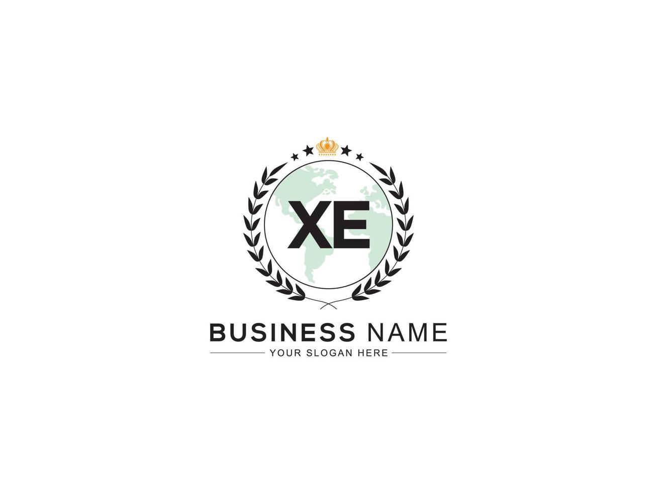 Initial Luxury Xe Royal Logo, Minimal XE Letter Unique Crown Logo Icon vector