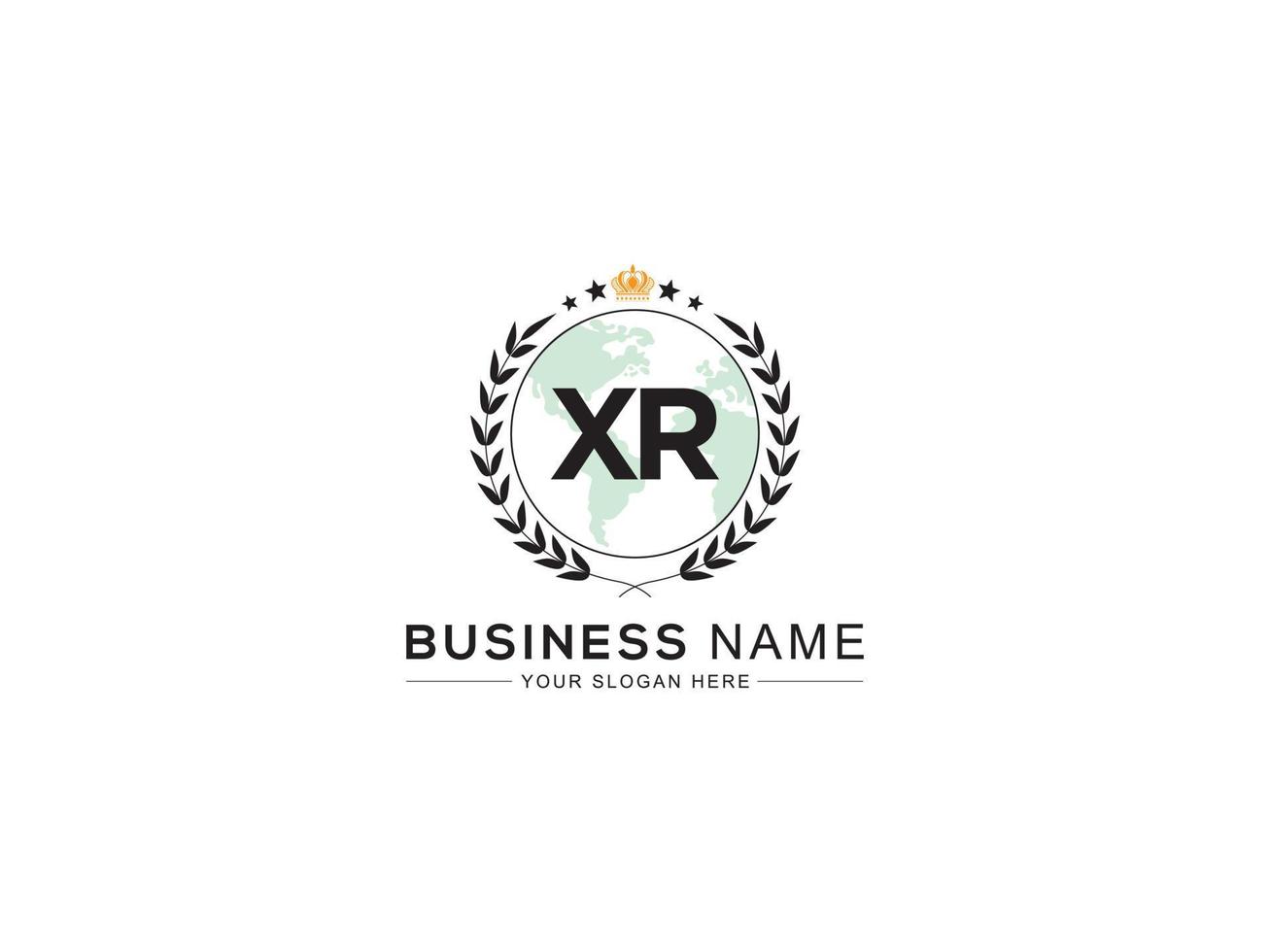 Initial Luxury Xr Royal Logo, Minimal XR Letter Unique Crown Logo Icon vector