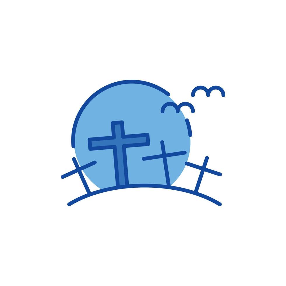 grave icon. blue icon. vector