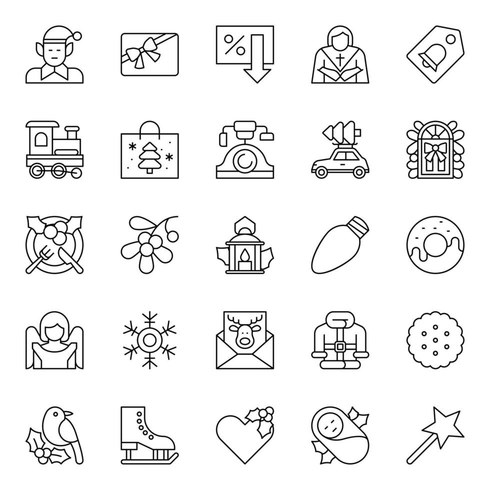 Outline icons for Merry christmas. vector