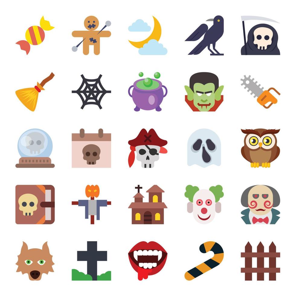 Flat color icons for Halloween festival. vector