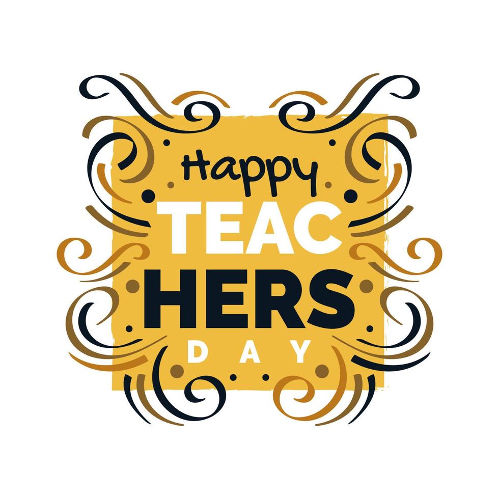 Happy Teachers Day Lettering with Doodle Element. Teachers Day Typography, Can be used for Card, Poster, T Shirt and Print vector