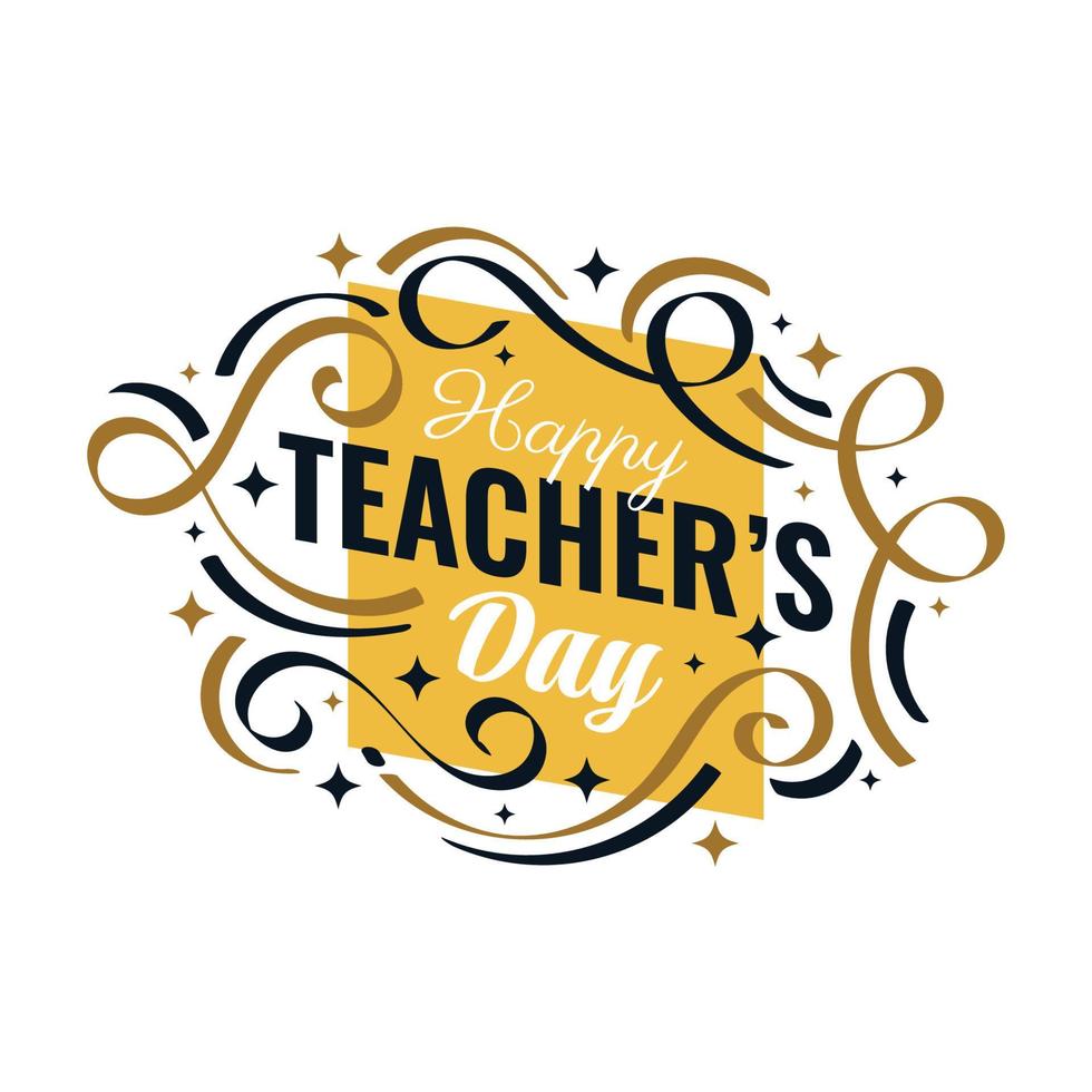 Happy Teachers Day Lettering with Doodle Element. Teachers Day Typography, Can be used for Card, Poster, T Shirt and Print vector
