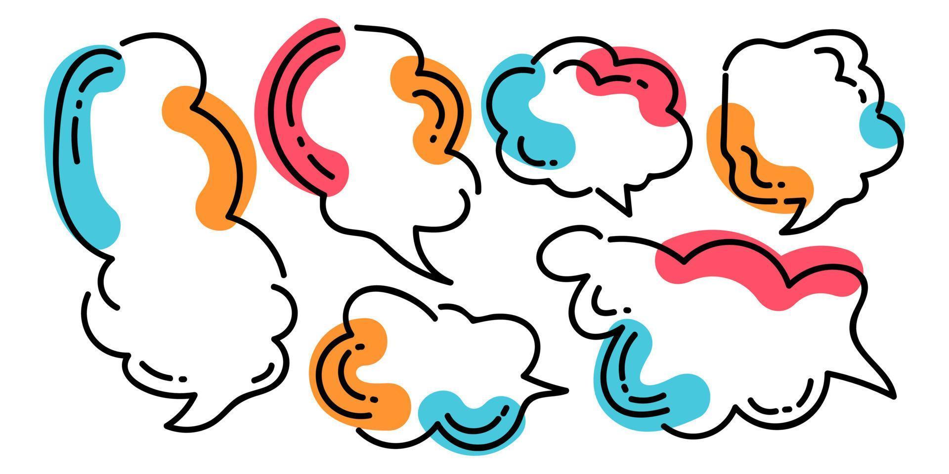 Colorful Speech Bubble Set with Hand Drawing Style. Chat Icon vector