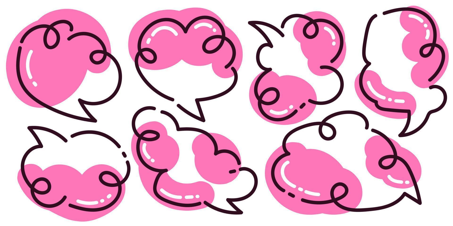 Cute Pink Speech Bubble Set with Hand Drawn Style vector