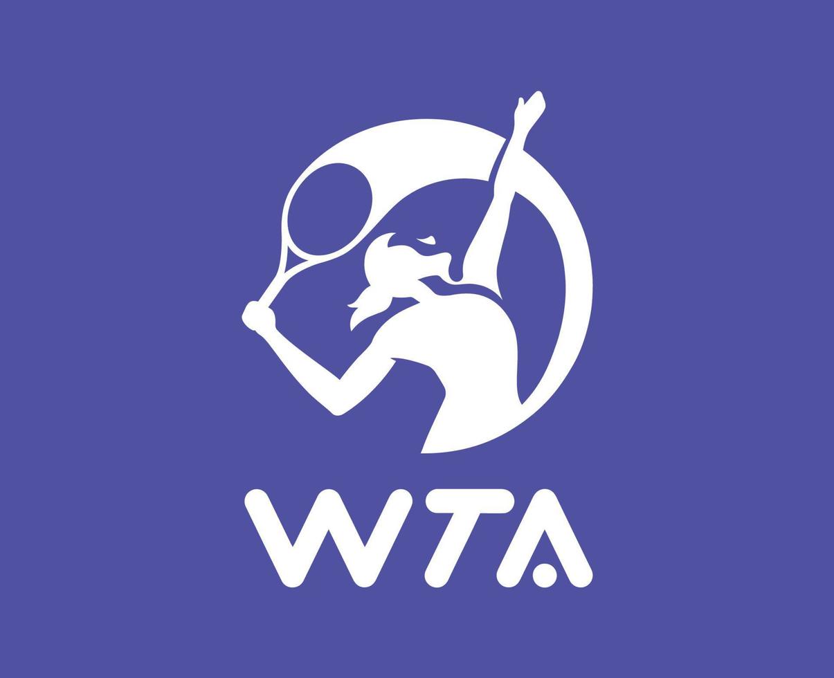 WTA Logo Symbol White Women Tennis Association Design Vector Abstract Illustration With Purple Background