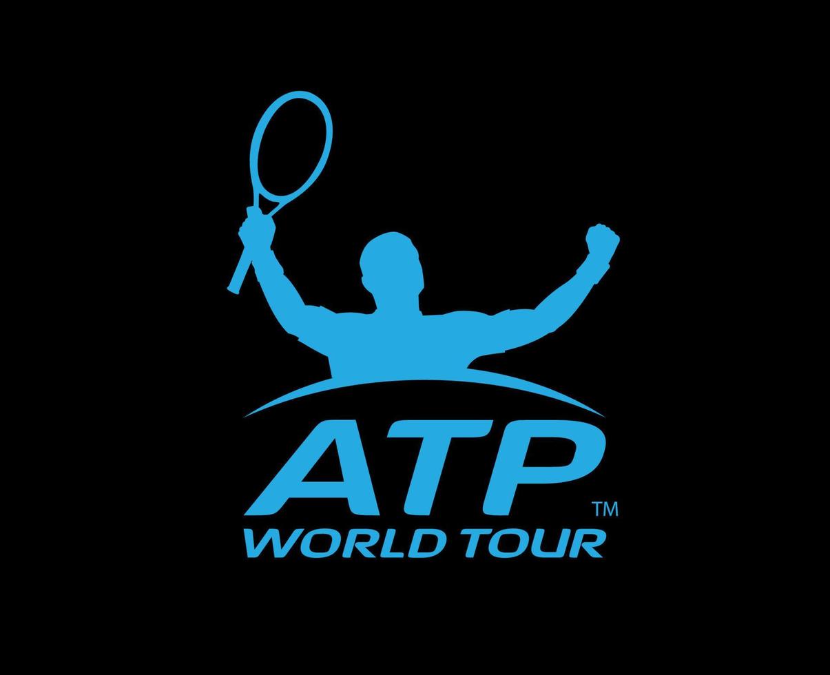 Atp World Tour Symbol Logo Blue Tournament Open Men Tennis Association Design Abstract Vector Illustration With Black Background