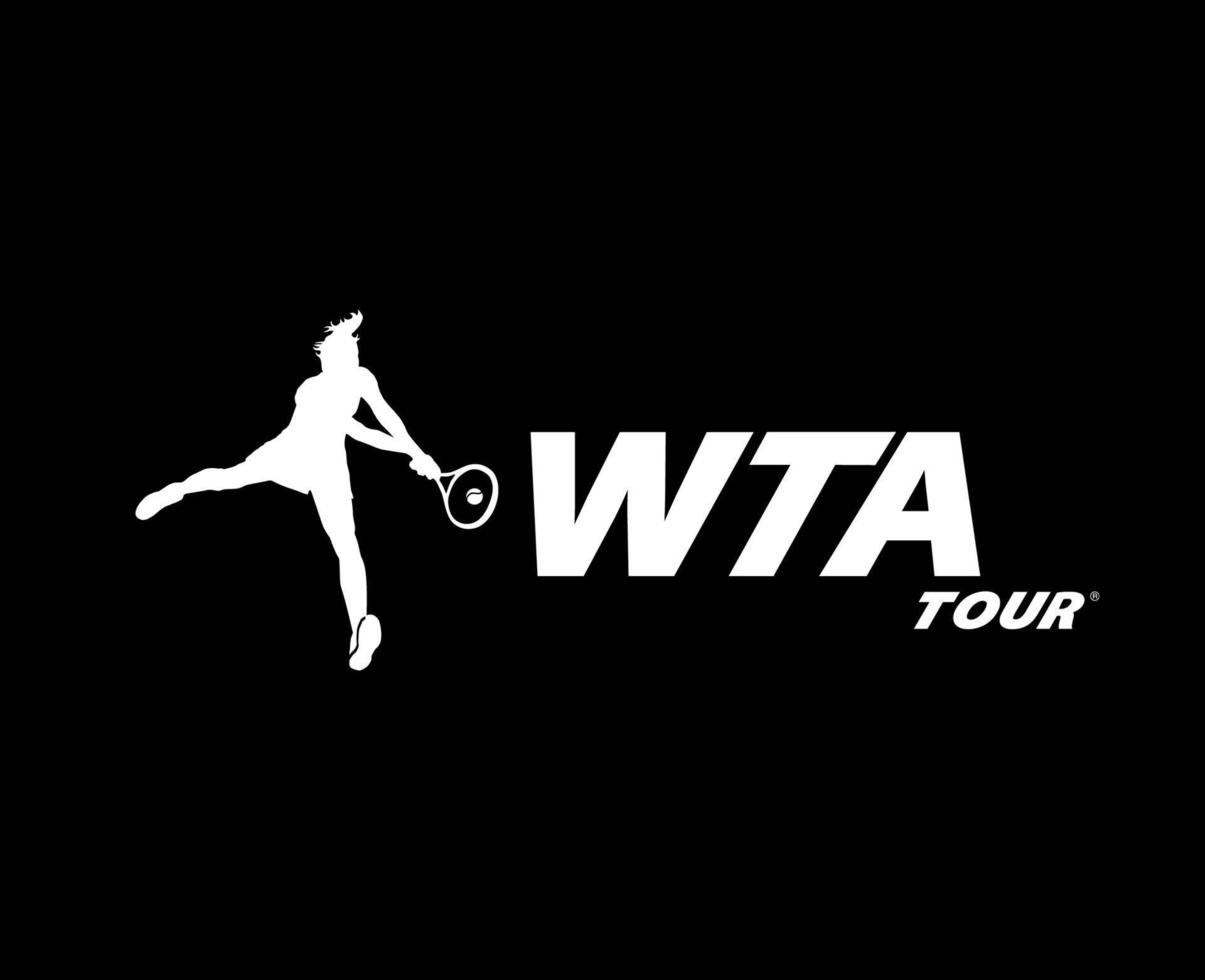WTA Tour Symbol Logo White Women Tennis Association Design Vector Abstract Illustration With Black Background
