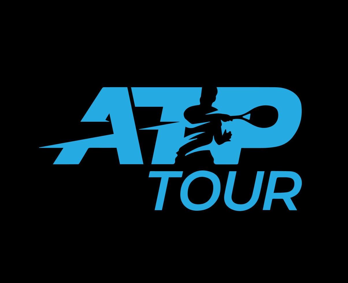 Atp Tour Logo Symbol Blue Tournament Open Men Tennis Association Design Vector Abstract Illustration With Black Background