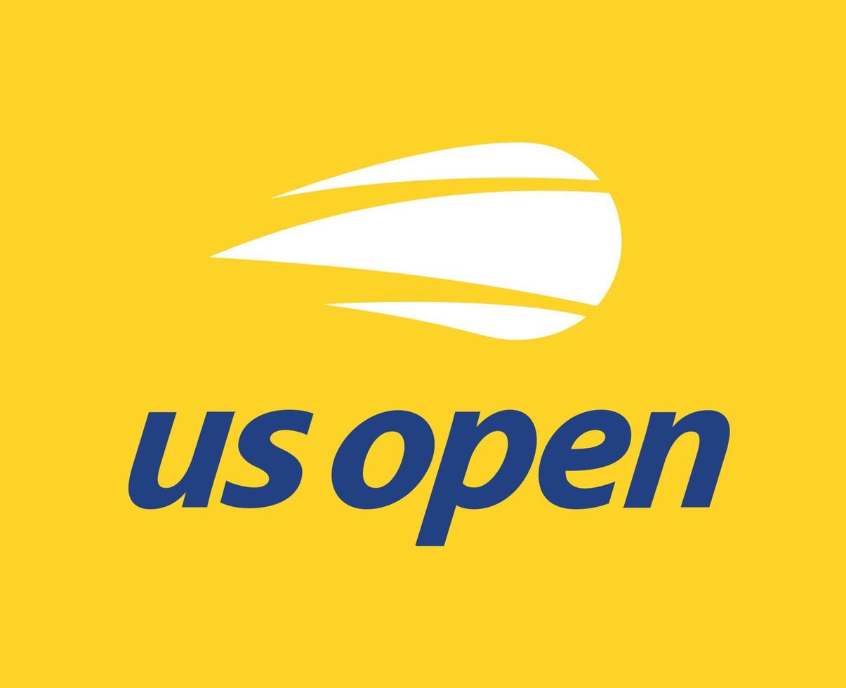 Us Open Symbol Logo Tournament Tennis The championships Design Abstract Vector Illustration With Yellow Background