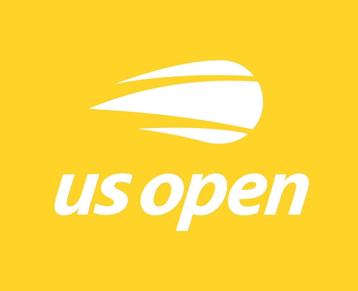 Us Open Symbol Logo White Tournament Tennis The championships Design Vector Abstract Illustration With Yellow Background