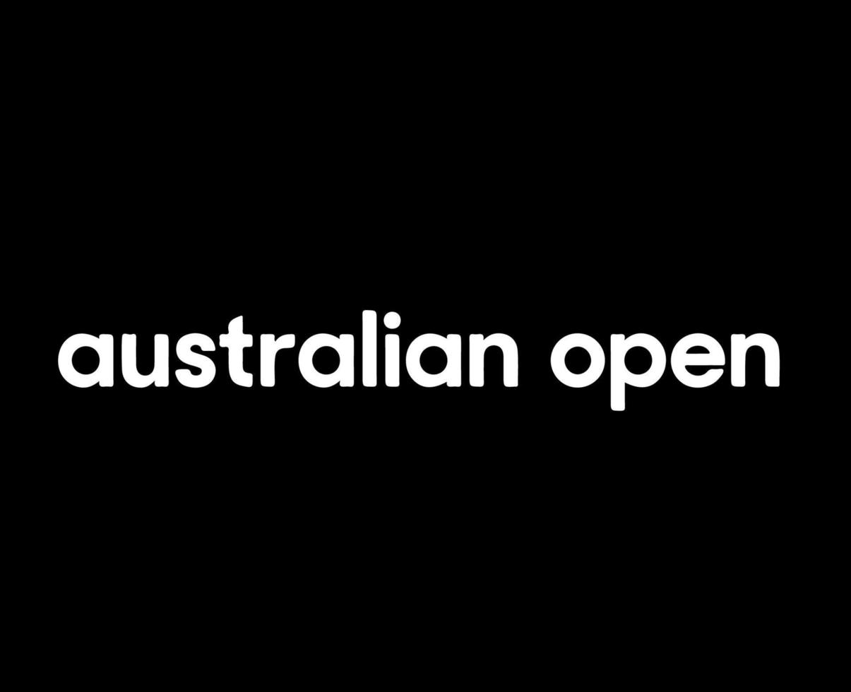 australiano abierto logo símbolo nombre blanco torneo tenis el campeonatos diseño vector resumen ilustración con negro antecedentes