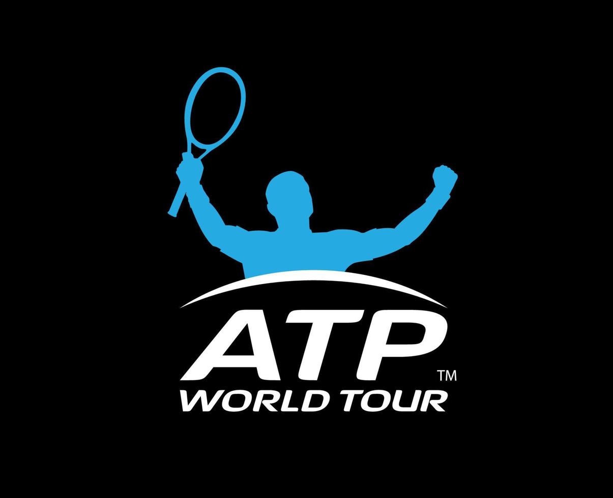 atp mundo excursión símbolo logo torneo abierto hombres tenis asociación diseño resumen vector ilustración con negro antecedentes