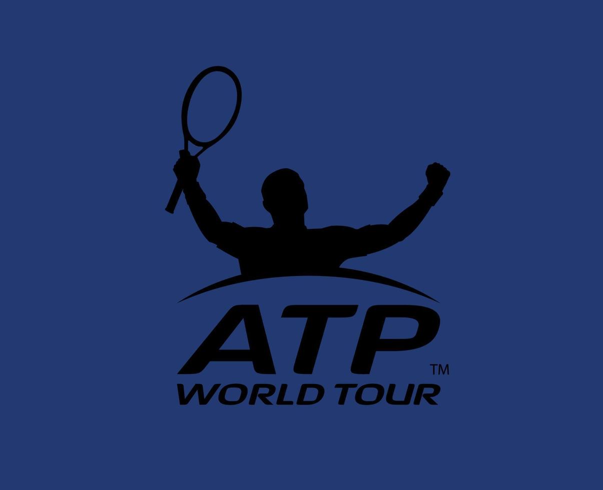 atp mundo excursión símbolo logo negro torneo abierto hombres tenis asociación diseño vector resumen ilustración con azul antecedentes