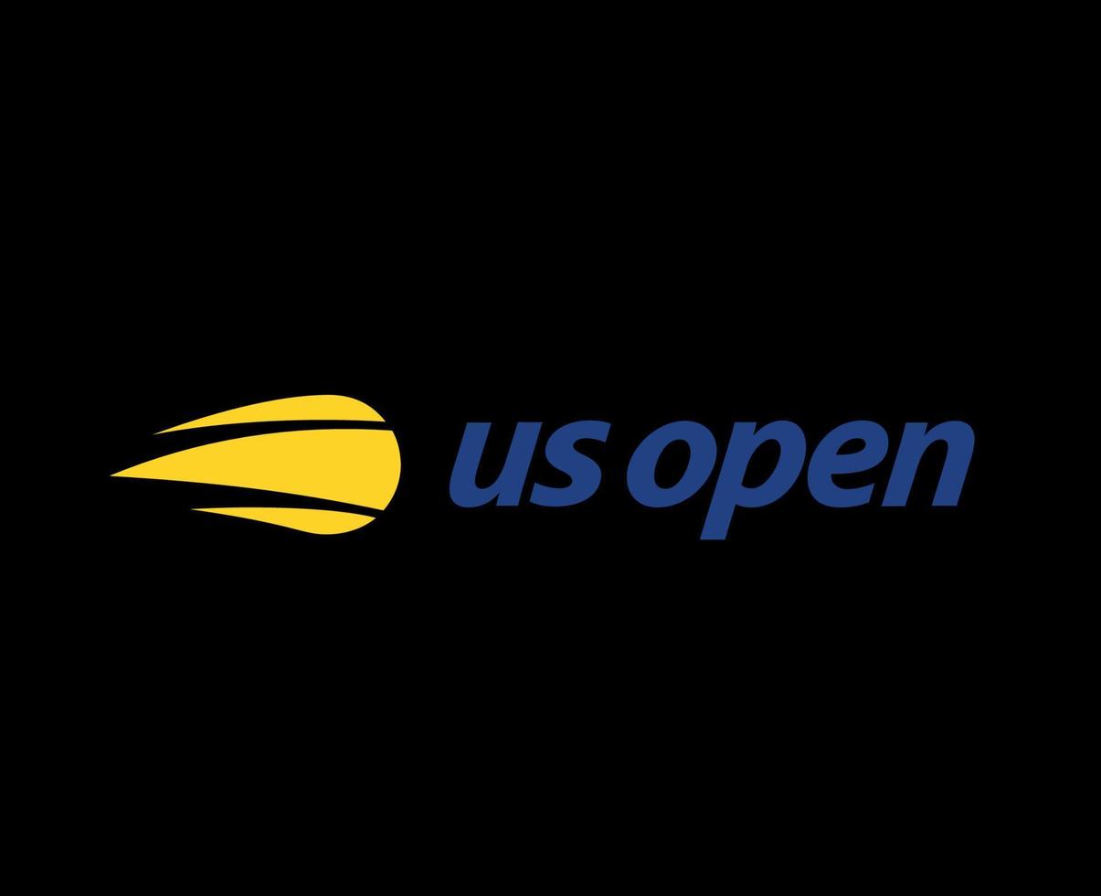 Us Open Symbol Logo With Name Tournament Tennis The championships Design Vector Abstract Illustration With Black Background