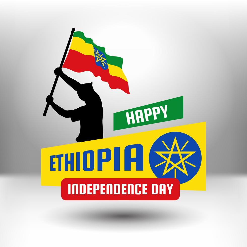 Ethiopia Derg Downfall Day design with people holding flag standing over. background illustration vector