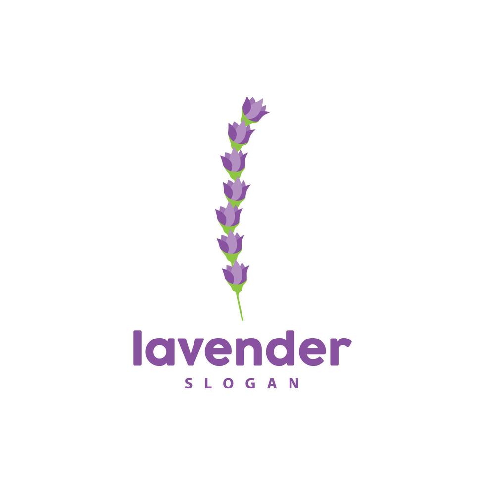 lavanda logo, sencillo elegante púrpura flor planta vector, saludo tarjeta diseño, bandera, flor ornamento, lavanda mano dibujado boda, icono símbolo ilustración vector