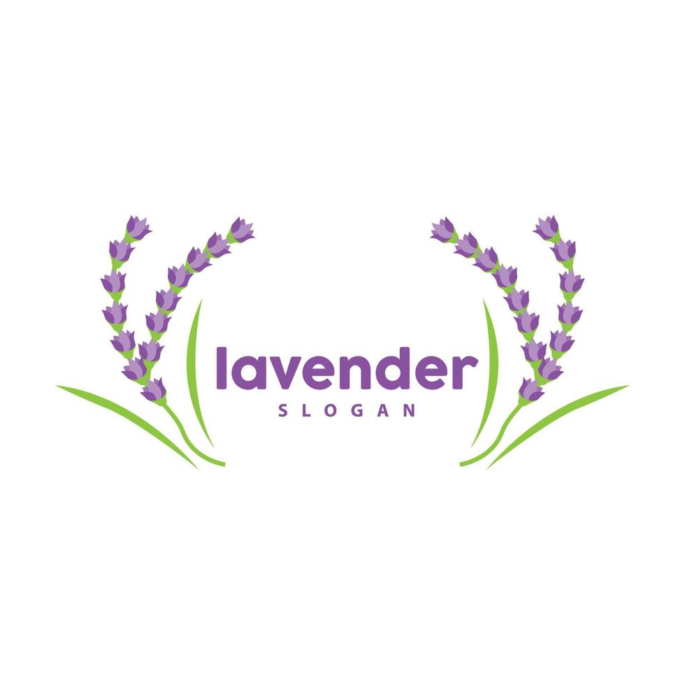 lavanda logo, sencillo elegante púrpura flor planta vector, saludo tarjeta diseño, bandera, flor ornamento, lavanda mano dibujado boda, icono símbolo ilustración vector