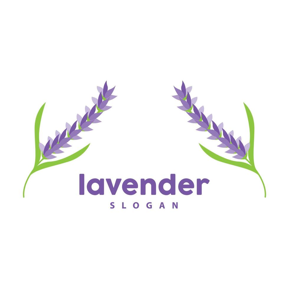 Lavender Logo, Simple Elegant Purple Flower Plant Vector, Greeting Card Design, Banner, Flower Ornament, Lavender Hand Drawn Wedding, Icon Symbol Illustration vector