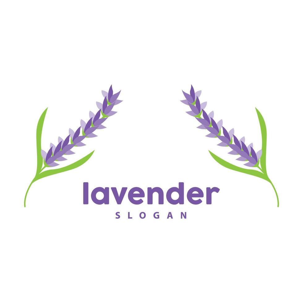 lavanda logo, sencillo elegante púrpura flor planta vector, saludo tarjeta diseño, bandera, flor ornamento, lavanda mano dibujado boda, icono símbolo ilustración vector