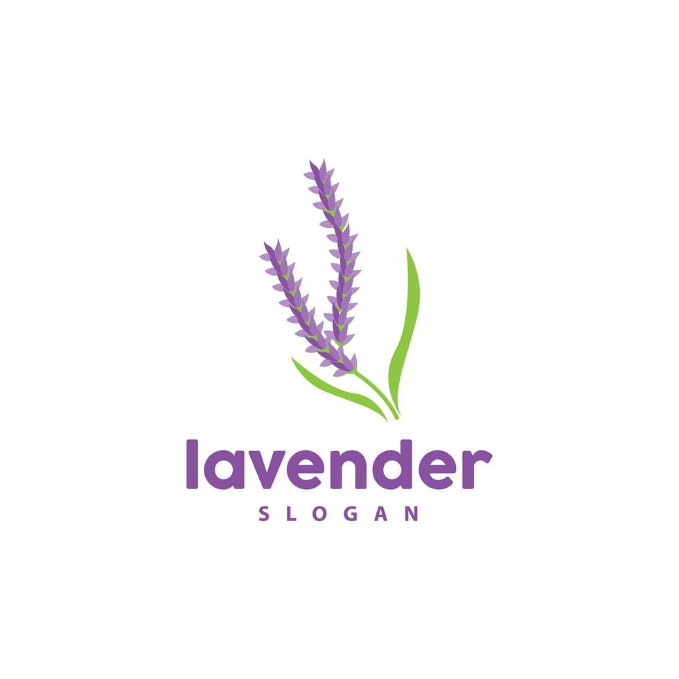 lavanda logo, sencillo elegante púrpura flor planta vector, saludo tarjeta diseño, bandera, flor ornamento, lavanda mano dibujado boda, icono símbolo ilustración vector