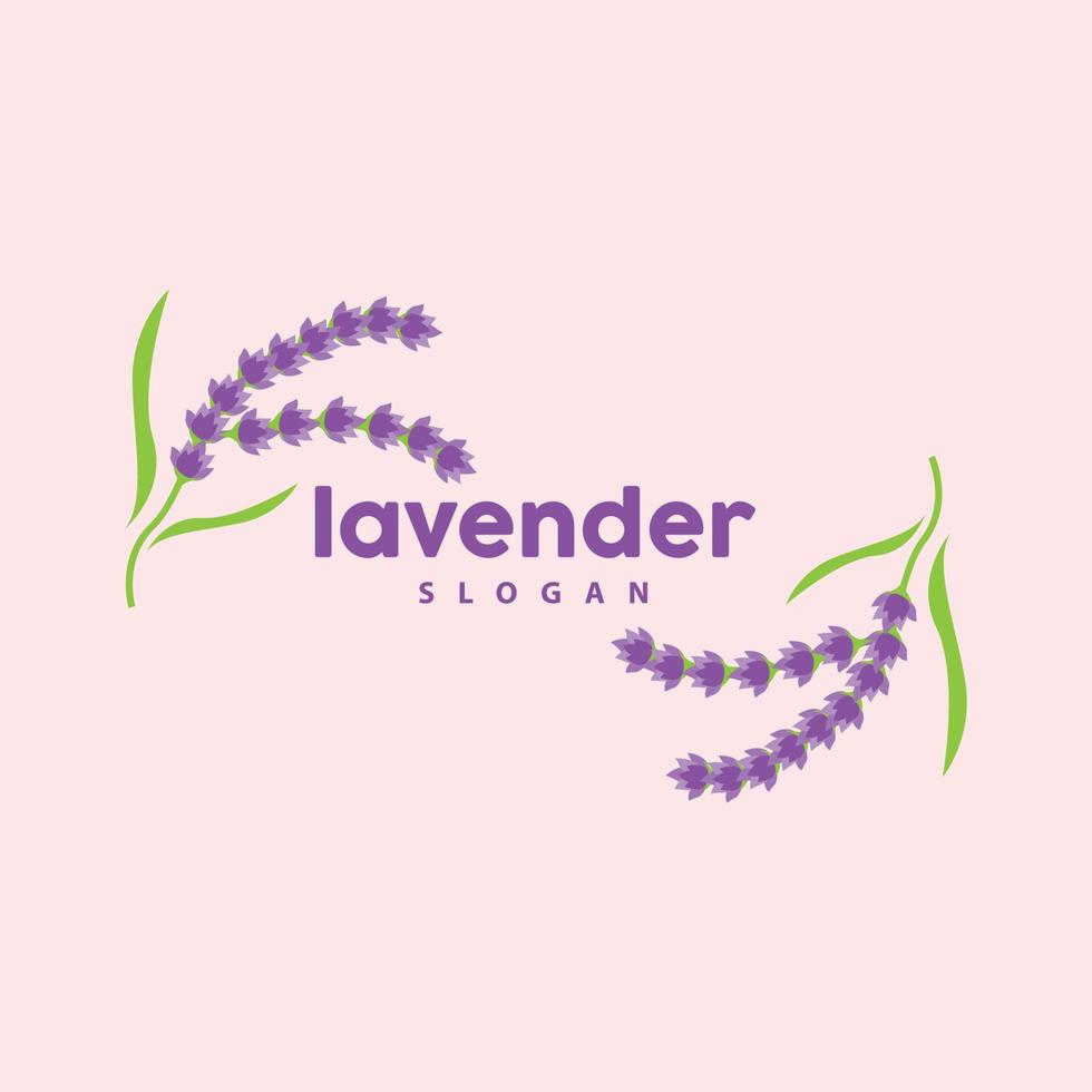 lavanda logo, sencillo elegante púrpura flor planta vector, saludo tarjeta diseño, bandera, flor ornamento, lavanda mano dibujado boda, icono símbolo ilustración vector