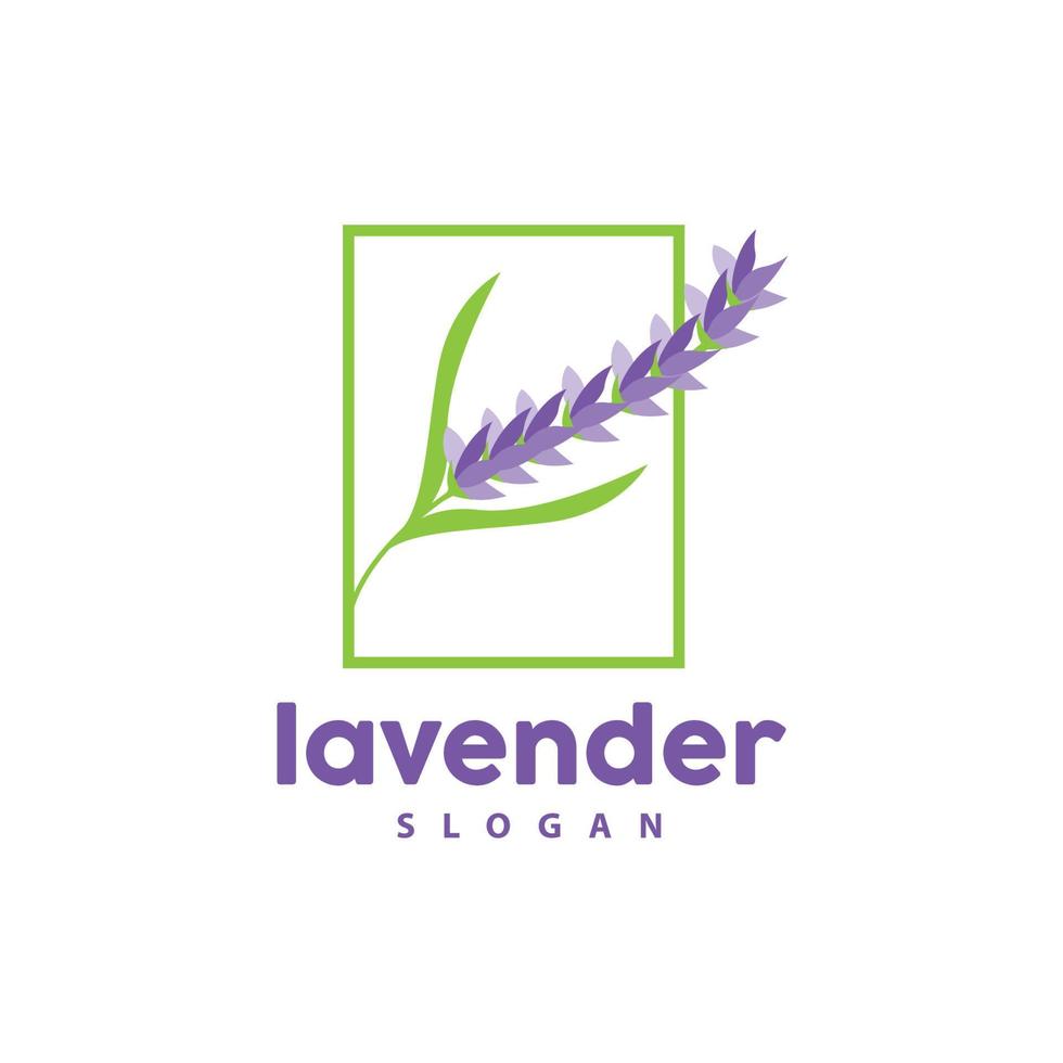 lavanda logo, sencillo elegante púrpura flor planta vector, saludo tarjeta diseño, bandera, flor ornamento, lavanda mano dibujado boda, icono símbolo ilustración vector