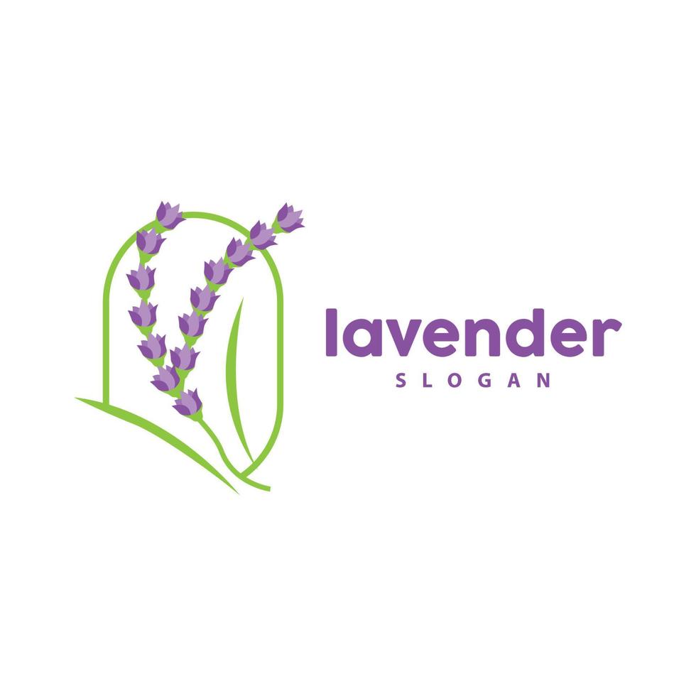 lavanda logo, sencillo elegante púrpura flor planta vector, saludo tarjeta diseño, bandera, flor ornamento, lavanda mano dibujado boda, icono símbolo ilustración vector