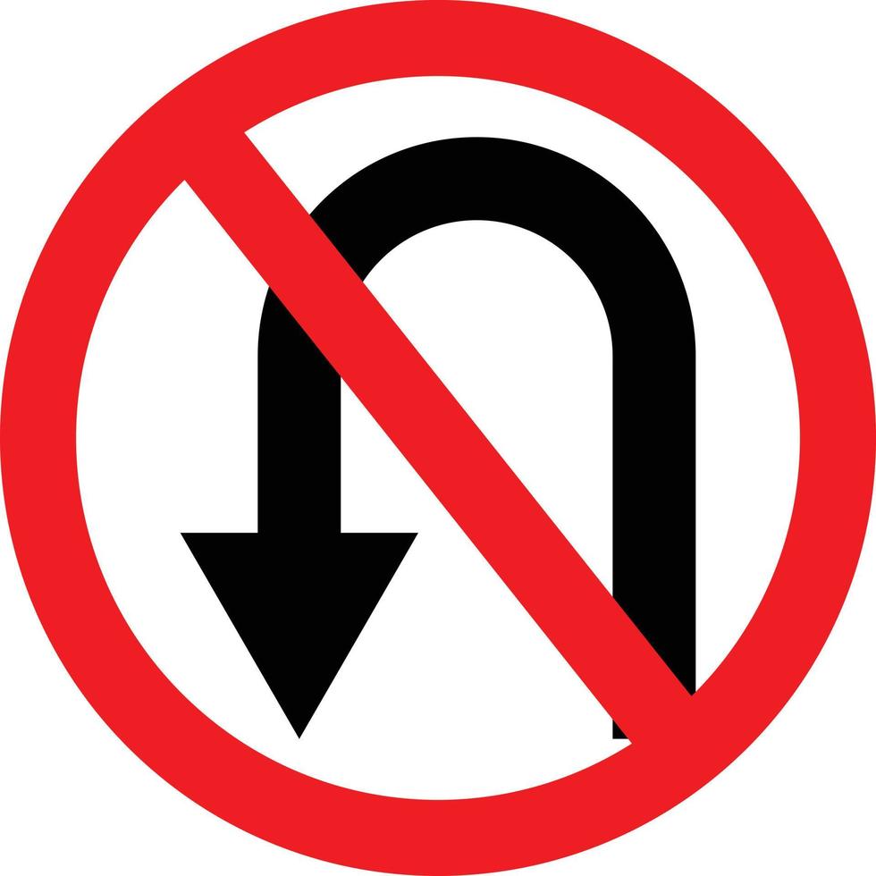 No U-Turn Road Restriction Sign vector