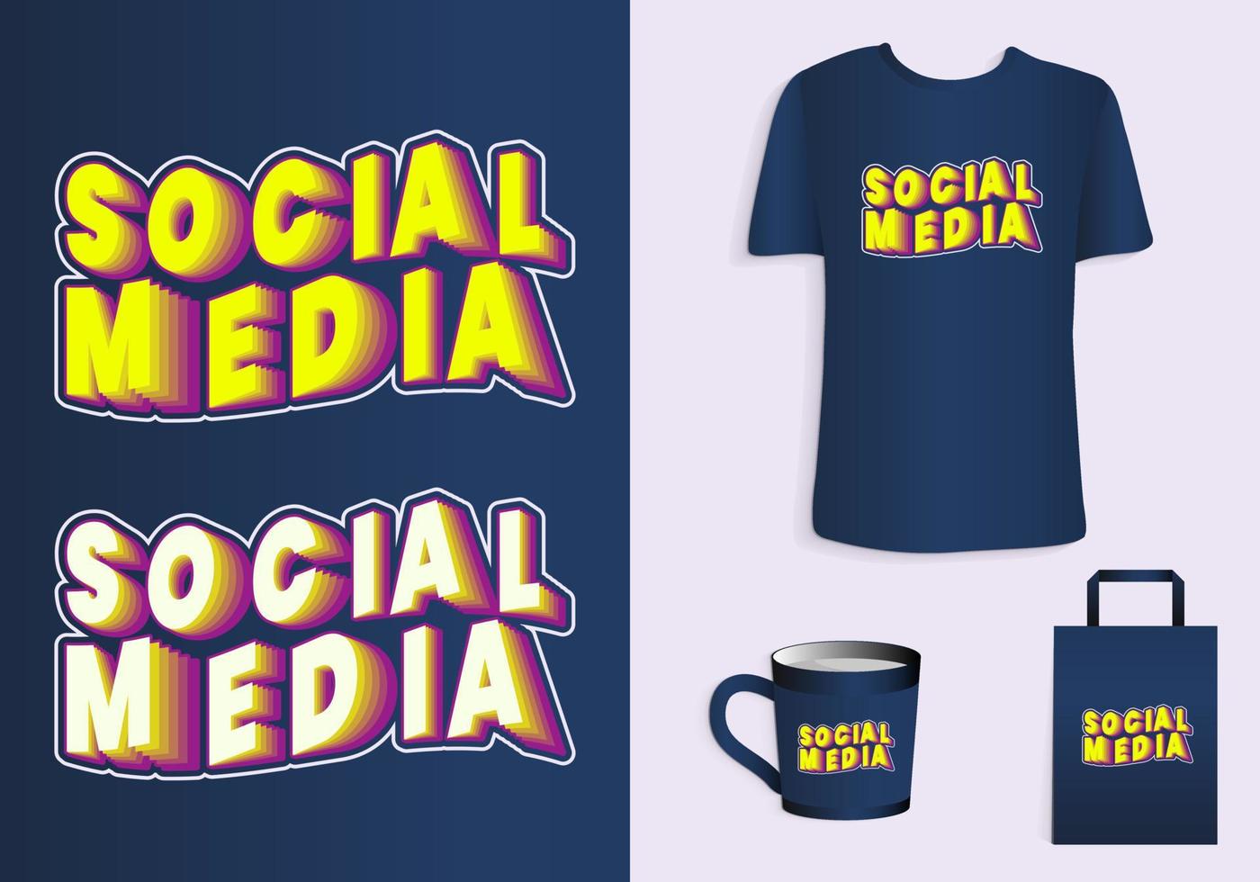 Social media t shirt design Typography tshirt tote bag and cup design for merchandise and print vector