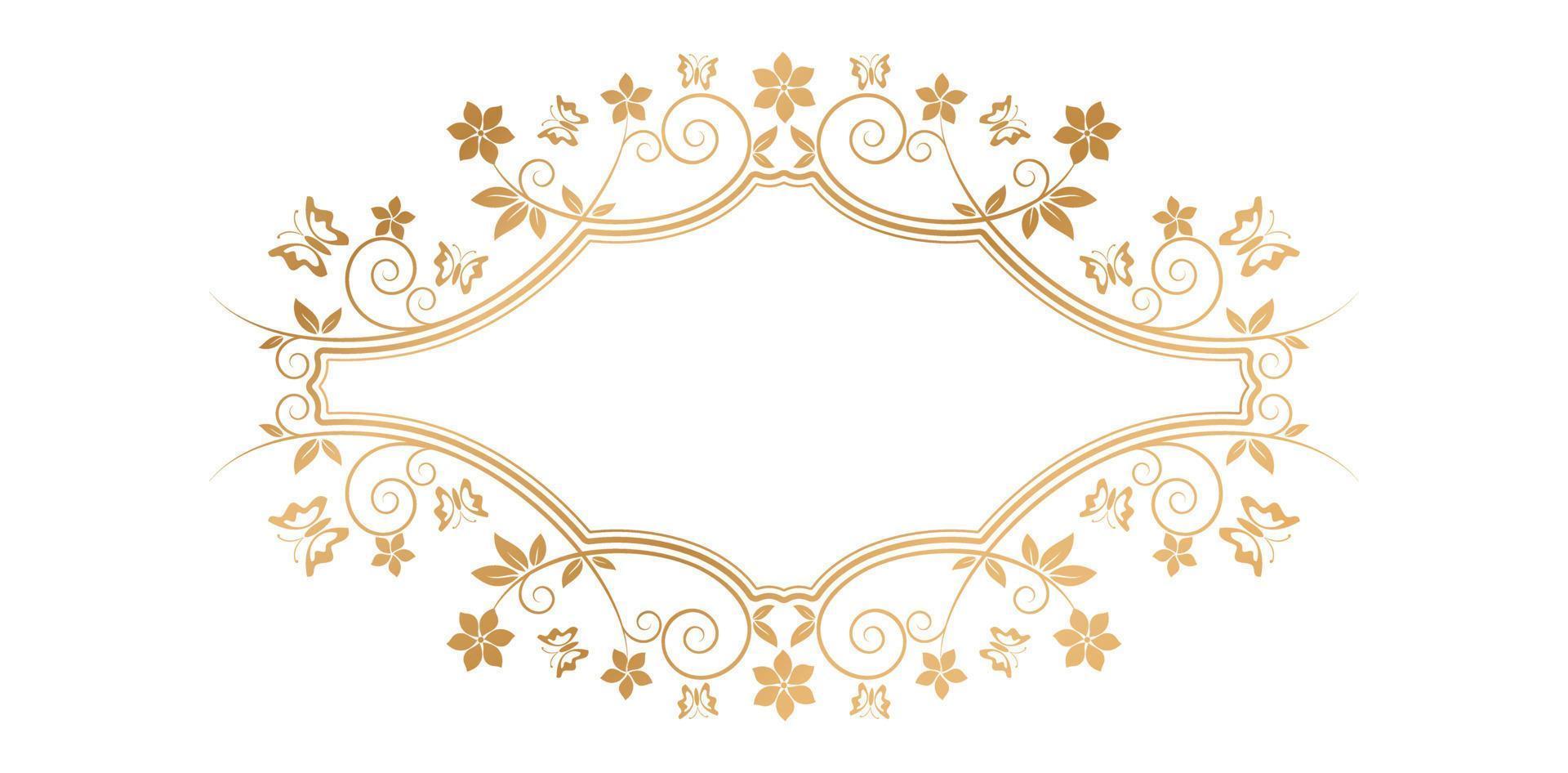 vector ilustración dorado Clásico decorativo floral marco con sitio para tu texto, pantalla impresión, papel arte imprimible diseños, Boda invitación cubiertas, papelería diseño, presentación gráficos