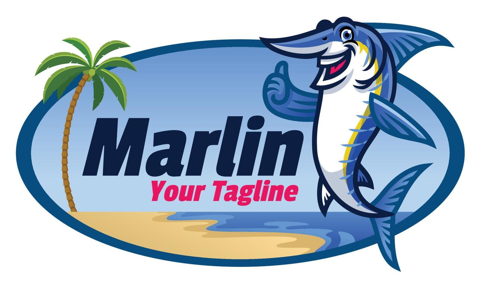 cartoon marlin fish mascot vector