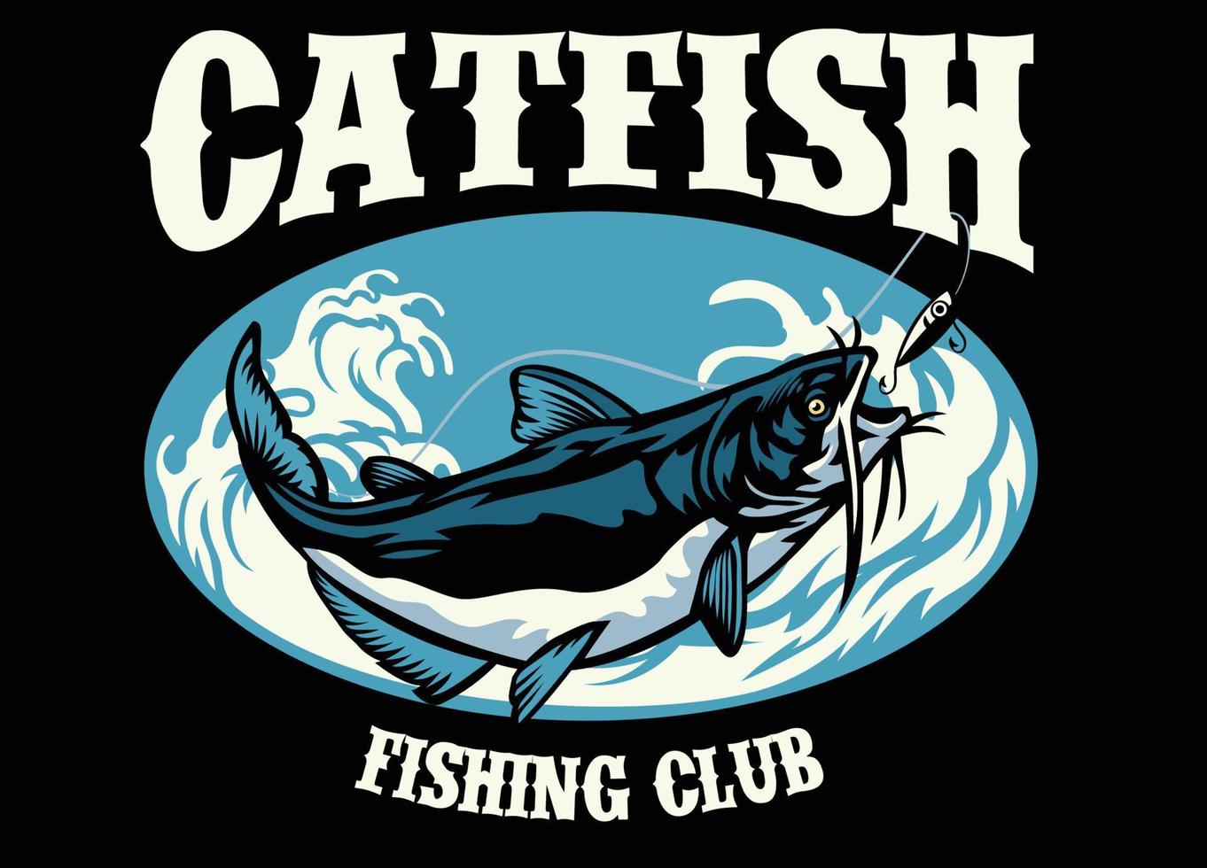 shirt design of fishing catfish vector