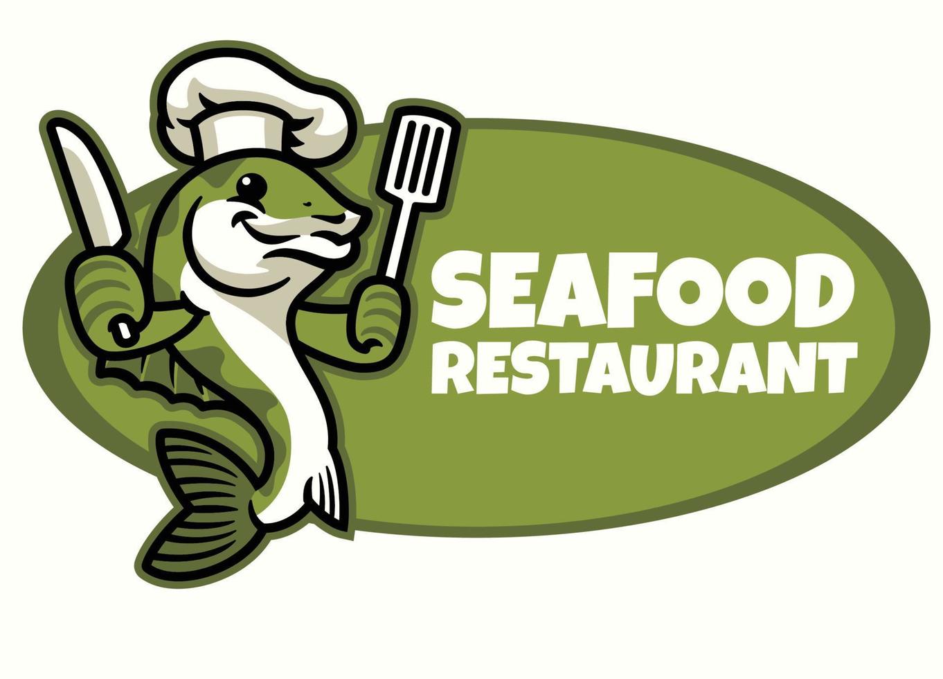 Fish Chef Cartoon Character Logo vector
