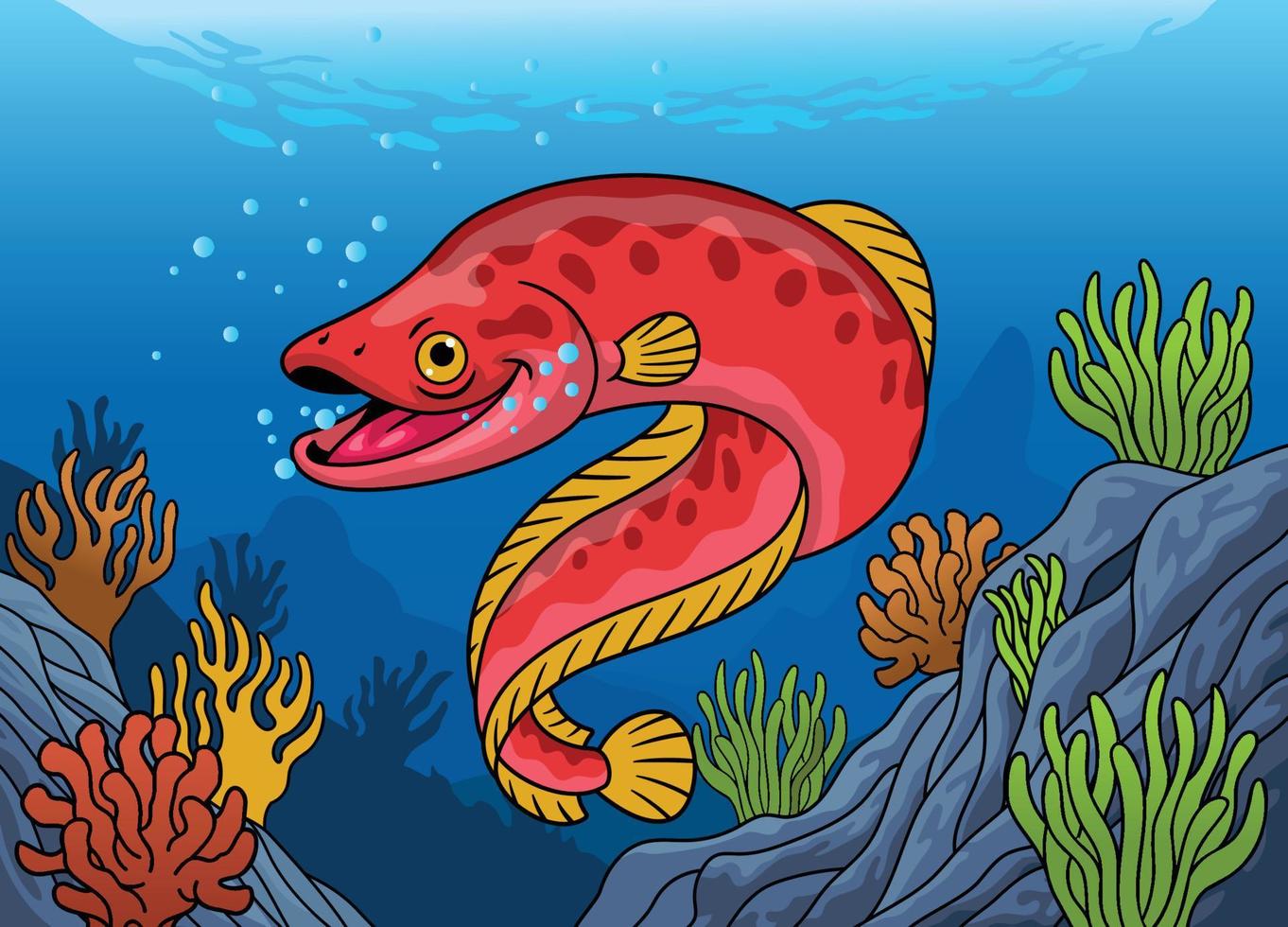 Sea Eel Fish in the Reef Habitat vector