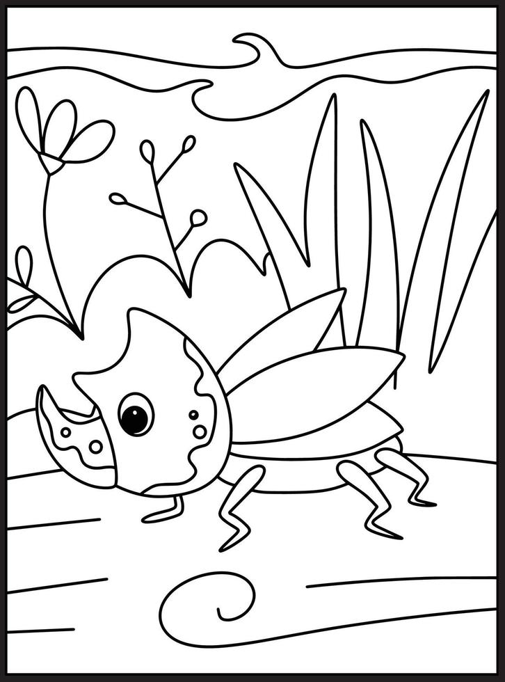 Cute Bugs and Insects Coloring pages vector