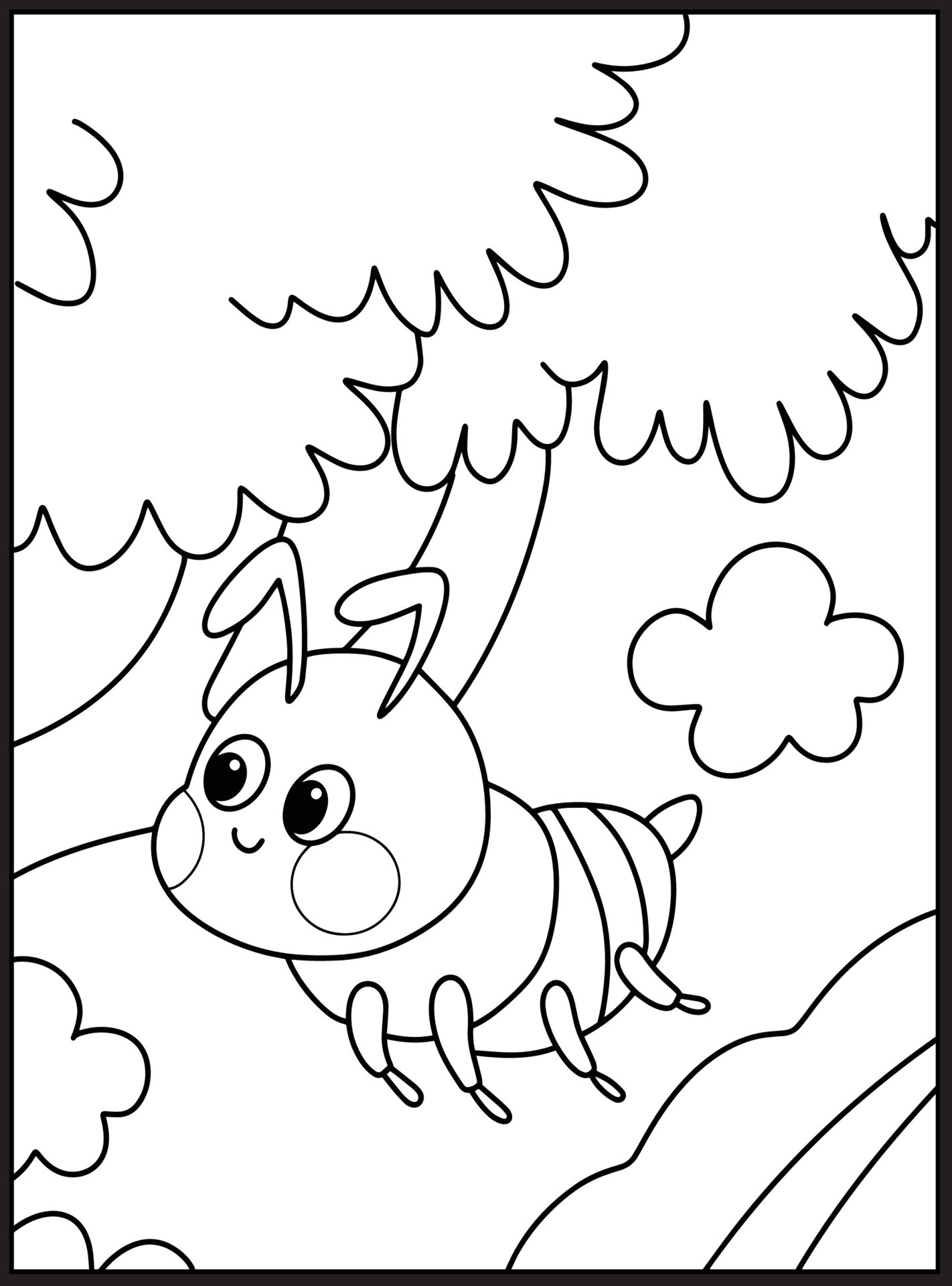 Cute Bugs and Insects Coloring pages 23155098 Vector Art at Vecteezy